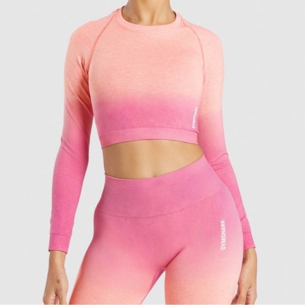 Gymshark Pink and Orange Ombre Seamless Crop Top
